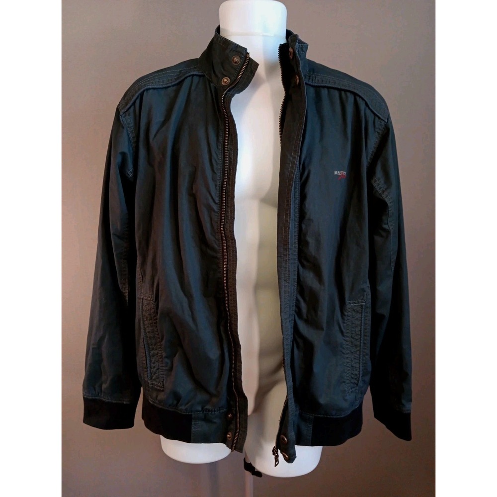 1998 Mufti Jeans India XL collard Black Zip Snap Up Cotton Cuffed‎ Moto Jacket